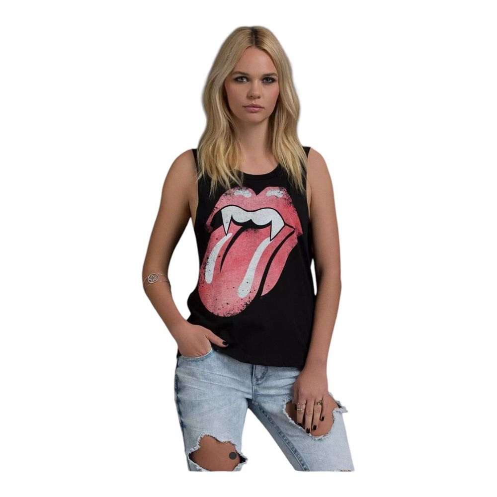 2012 The Rolling Stones Shirt Rock Band Sleeveless Women's Tee Size L